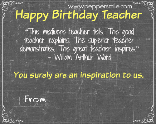 Birthday Card For Teacher